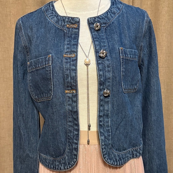 Derek Lam 10 Crosby Cropped Denim Jacket – “Bedford Dark”-NWT - Picture 2 of 8